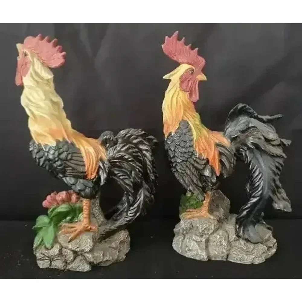 Lot of 5 Resin Roosters